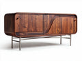 Wooden sideboard with stainless steel legs and curved design 150 x 45 x 70cm