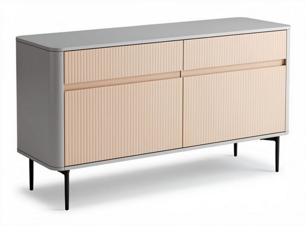 Modern storage cabinet with four drawers in gray and beige 90 x 40 x 80cm
