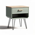 Green wooden nightstand with drawer and open shelf 45 x 40 x 60cm