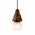 Wooden pendant light with glass shade for dining room and kitchen use 10 x 10 x 20cm