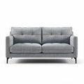 Two-seater sofa in blue fabric with tufted cushions and metal legs 180 x 90 x 85cm