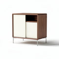 Walnut storage cabinet with two doors and open shelf 80 x 50 x 70cm