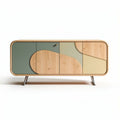 Wooden sideboard with multi-colored doors and metal legs 120 x 40 x 75cm