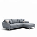 Modern l-shaped sectional sofa in gray fabric with removable cushions