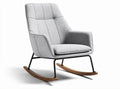 Rocking chair with fabric upholstery and wooden rockers in gray 80 x 70 x 95cm